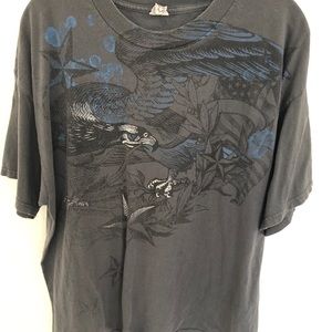 gray and blue mens t shirt
